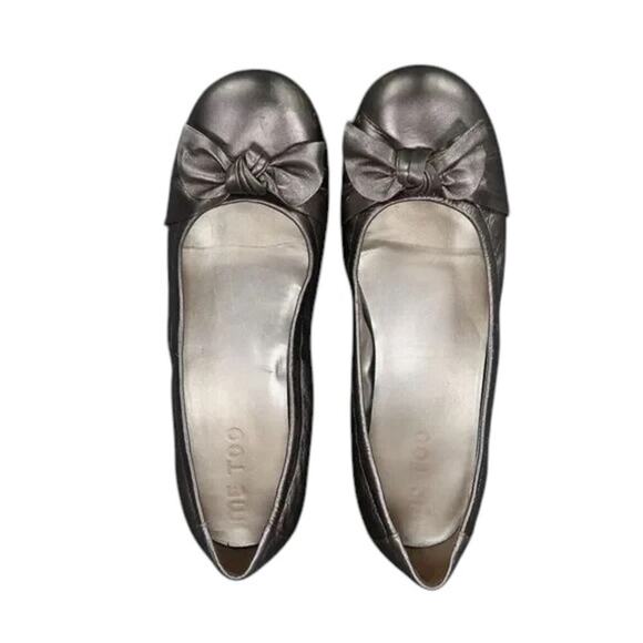 Me Too Shoes Womens 10 Ballet Flats Fashion Slip On Metallic Leather Bow Nicki - Picture 10 of 15